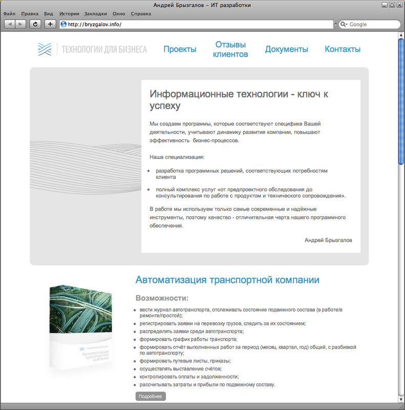 bryzgalov.info ИТ Разработки
